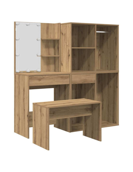 Set Toeletta con LED Rovere Artigianale in Legno Multistrato