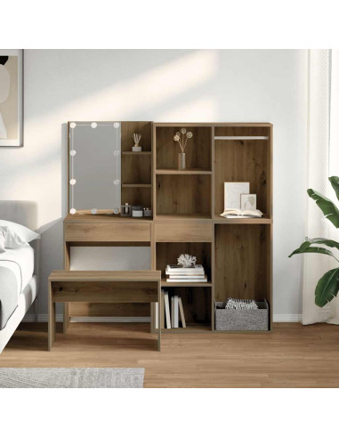 Set Toeletta con LED Rovere Artigianale in Legno Multistrato