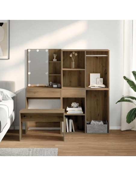 Set Toeletta con LED Rovere Artigianale in Legno Multistrato