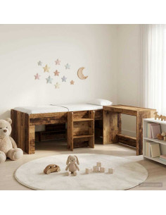 Letto alto per bambini con scrivania 2 pz Legno antico