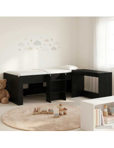 Struttura del Letto con Scrivania 2 pz Rovere Nero