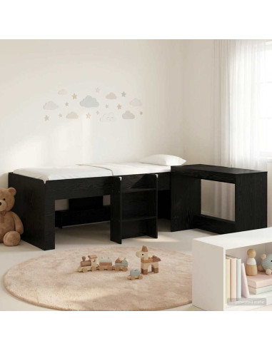 Struttura del Letto con Scrivania 2 pz Rovere Nero