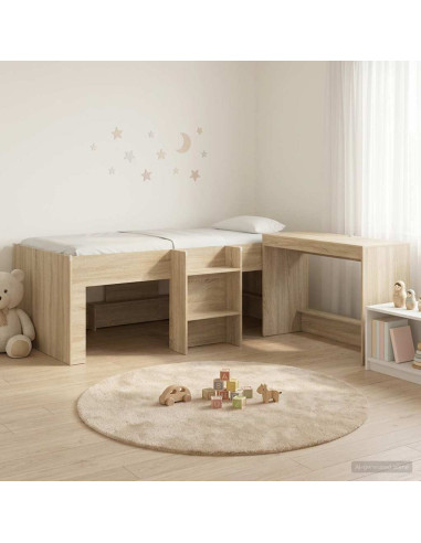 Struttura del Letto con Scrivania 2 pz Rovere Sonoma