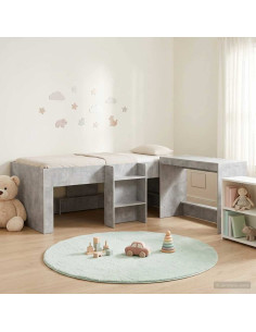 Struttura del Letto con Scrivania 2 pz Grigio Cemento