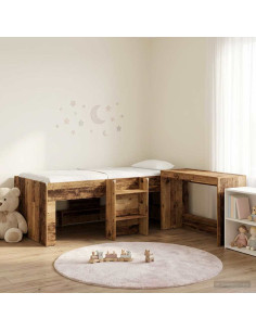Struttura del Letto con Scrivania 2 pz Legno antico