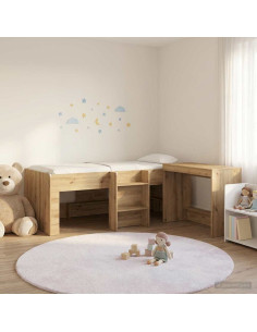 Struttura del Letto con Scrivania 2 pz Rovere Artigianale