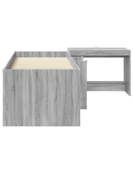 Letto alto per bambini con scrivania 2 pz Sonoma grigio