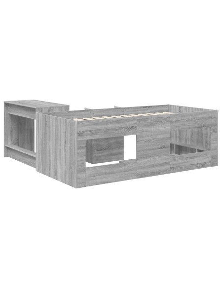 Letto alto per bambini con scrivania 2 pz Sonoma grigio