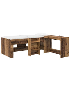 Letto alto per bambini con scrivania 2 pz Legno antico 2