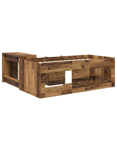 Letto alto per bambini con scrivania 2 pz Legno antico