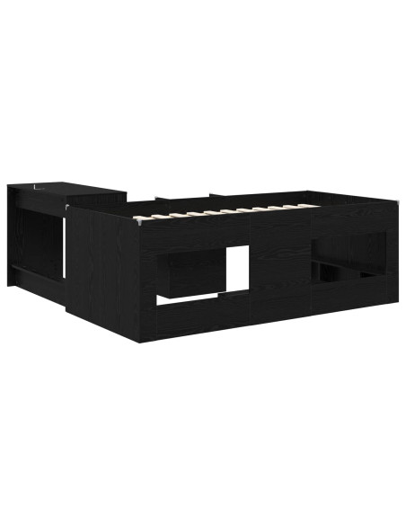 Struttura del Letto con Scrivania 2 pz Rovere Nero