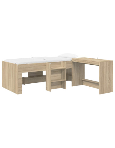 Struttura del Letto con Scrivania 2 pz Rovere Sonoma