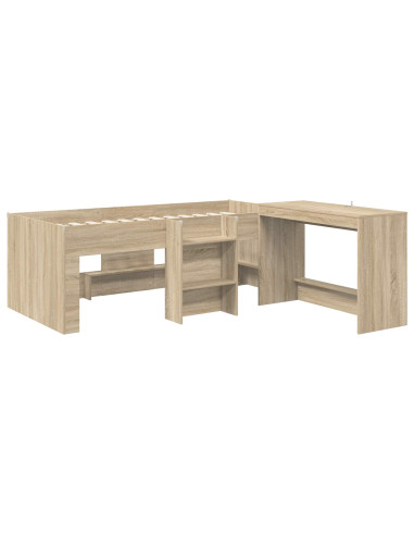 Struttura del Letto con Scrivania 2 pz Rovere Sonoma