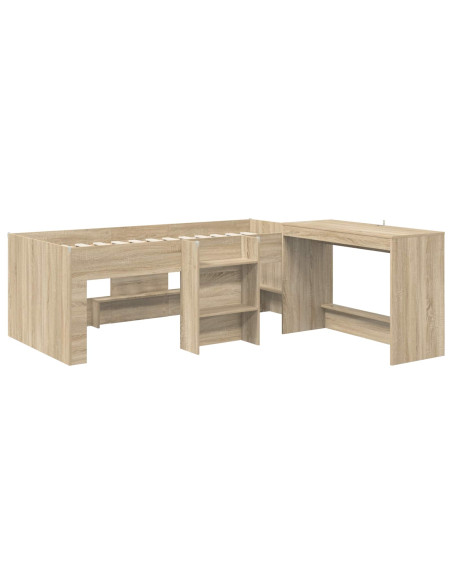 Struttura del Letto con Scrivania 2 pz Rovere Sonoma