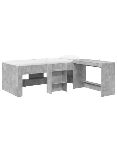 Struttura del Letto con Scrivania 2 pz Grigio Cemento