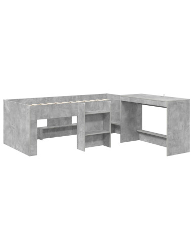 Struttura del Letto con Scrivania 2 pz Grigio Cemento