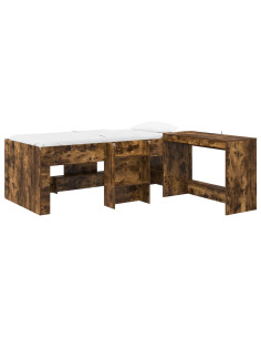 Struttura del Letto con Scrivania 2 pz Rovere Fumo 2