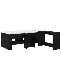 Letto alto per bambini con scrivania 2 pz Rovere Nero 2