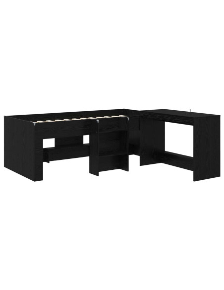 Letto alto per bambini con scrivania 2 pz Rovere Nero