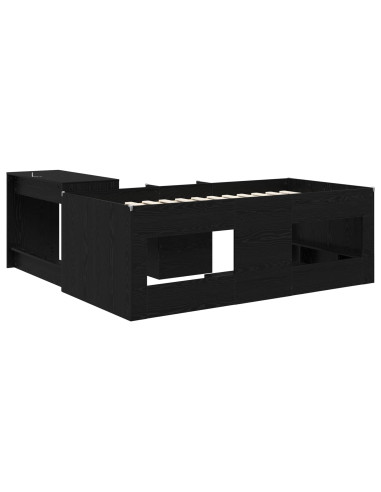 Letto alto per bambini con scrivania 2 pz Rovere Nero