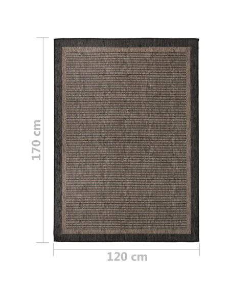 Tappeto da Esterni a Tessitura Piatta 120x170 cm Marrone Scuro