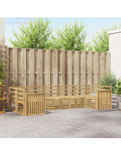 Set di divani da esterno 7 pcs Bianco 304 x 128,5 x 73 cm