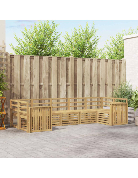 Set di divani da esterno 7 pcs Bianco 304 x 128,5 x 73 cm