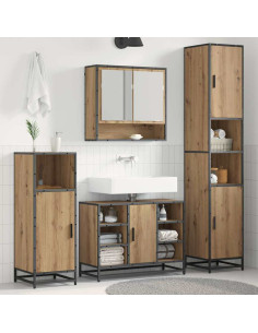 Set di mobili per il bagno con porta 3 pcs Rovere artigianale