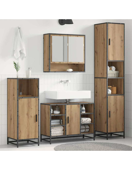 Set di mobili per il bagno con porta 3 pcs Rovere artigianale
