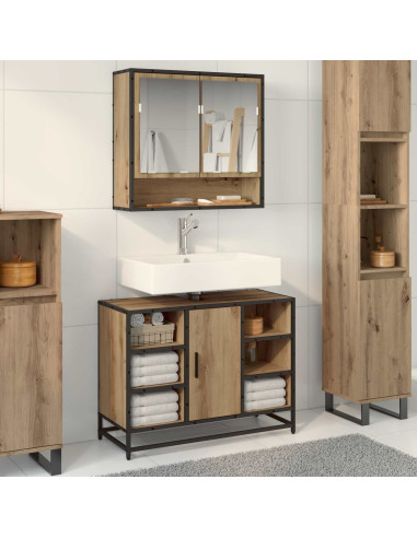 Set di mobili per il bagno con porta 2 pcs Rovere artigianale