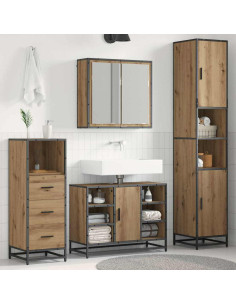 Set di mobili per il bagno con porta 3 pcs Rovere artigianale