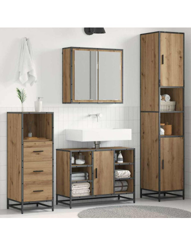 Set di mobili per il bagno con porta 3 pcs Rovere artigianale