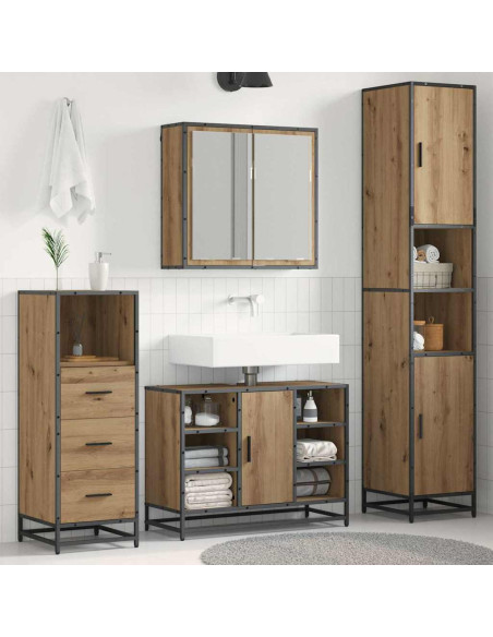 Set di mobili per il bagno con porta 3 pcs Rovere artigianale