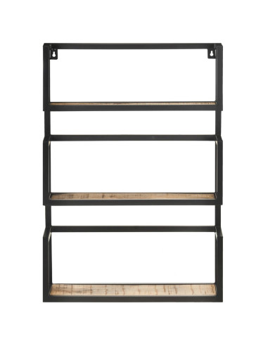 Scaffale a Muro 60x20x85 cm in Legno di Mango Grezzo