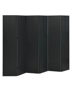Paravento a 6 Pannelli 2 pz Nero 240x180 cm in Acciaio