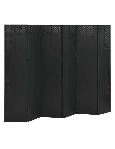 Paravento a 6 Pannelli 2 pz Nero 240x180 cm in Acciaio