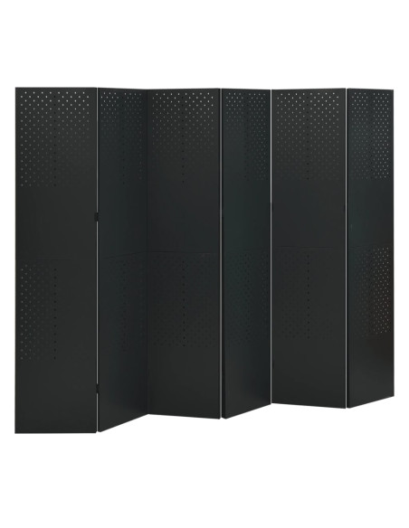 Paravento a 6 Pannelli 2 pz Nero 240x180 cm in Acciaio