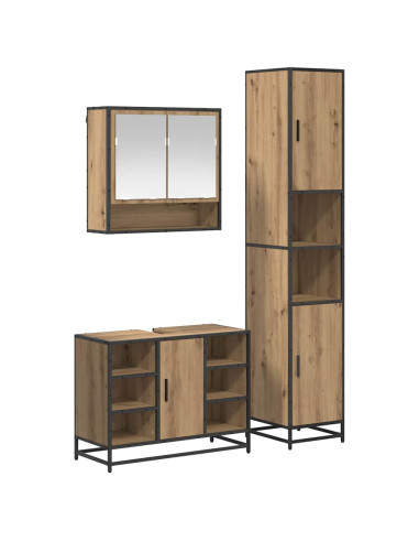 Set di mobili per il bagno con porta 3 pcs Rovere artigianale