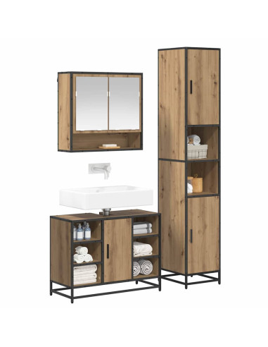 Set di mobili per il bagno con porta 3 pcs Rovere artigianale