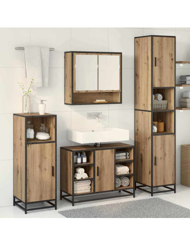 Set di mobili per il bagno con porta 3 pcs Rovere artigianale