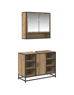 Set di mobili per il bagno con porta 2 pcs Rovere artigianale 2