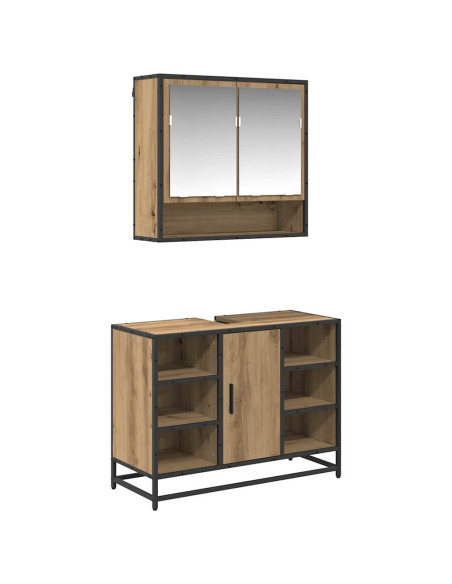 Set di mobili per il bagno con porta 2 pcs Rovere artigianale