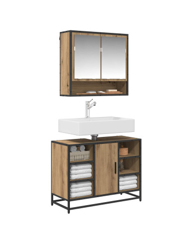 Set di mobili per il bagno con porta 2 pcs Rovere artigianale
