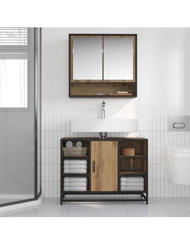 Set di mobili per il bagno con porta 2 pcs Rovere artigianale
