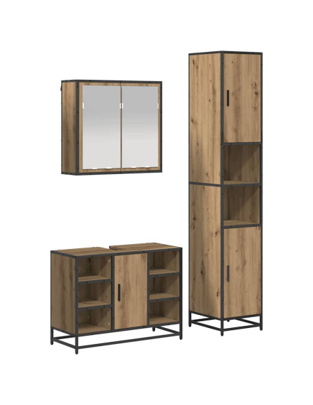 Set di mobili per il bagno con porta 3 pcs Rovere artigianale