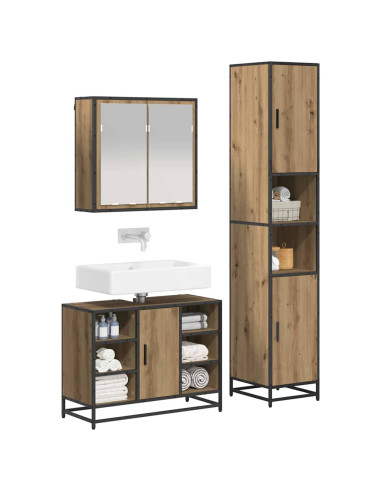 Set di mobili per il bagno con porta 3 pcs Rovere artigianale