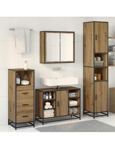 Set di mobili per il bagno con porta 3 pcs Rovere artigianale