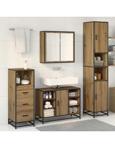 Set di mobili per il bagno con porta 3 pcs Rovere artigianale