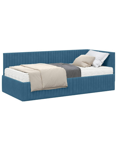 Struttura Letto Angolare con Materasso 2 pcs Blu Velluto