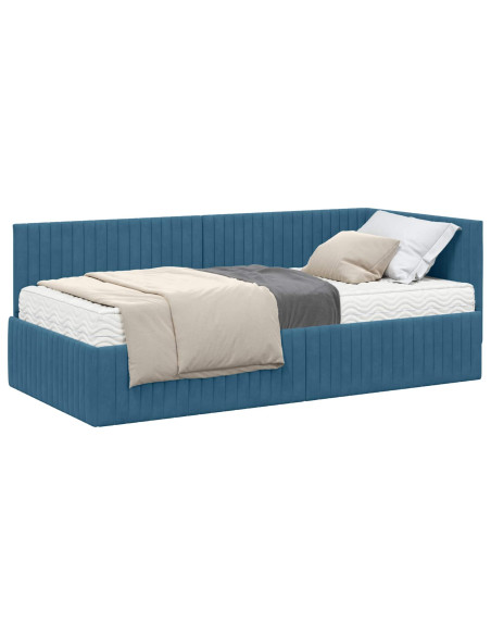 Struttura Letto Angolare con Materasso 2 pcs Blu Velluto